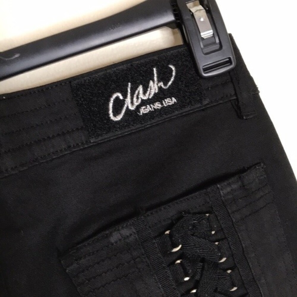 Clash jeans Usa black with corset style details pants size 3 y2k - Picture 11 of 13